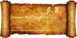 Jenes Mátyás névjegykártya